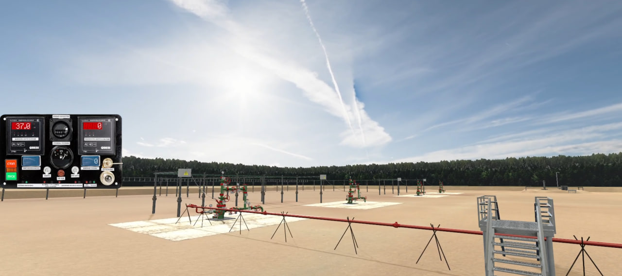 Тренажер Имитация процесса очистки эксплуатационной колонны и труб от отложений парафина 1